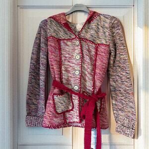 ANTHROPOLOGIE Sparrow Hooded Y2K Crochet Cardigans in Multi Size XS